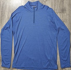 Smartwool 1/4 Zip Up Merino 150 Top Blue Striped Men’s Size Lg Wool Nylon Blend