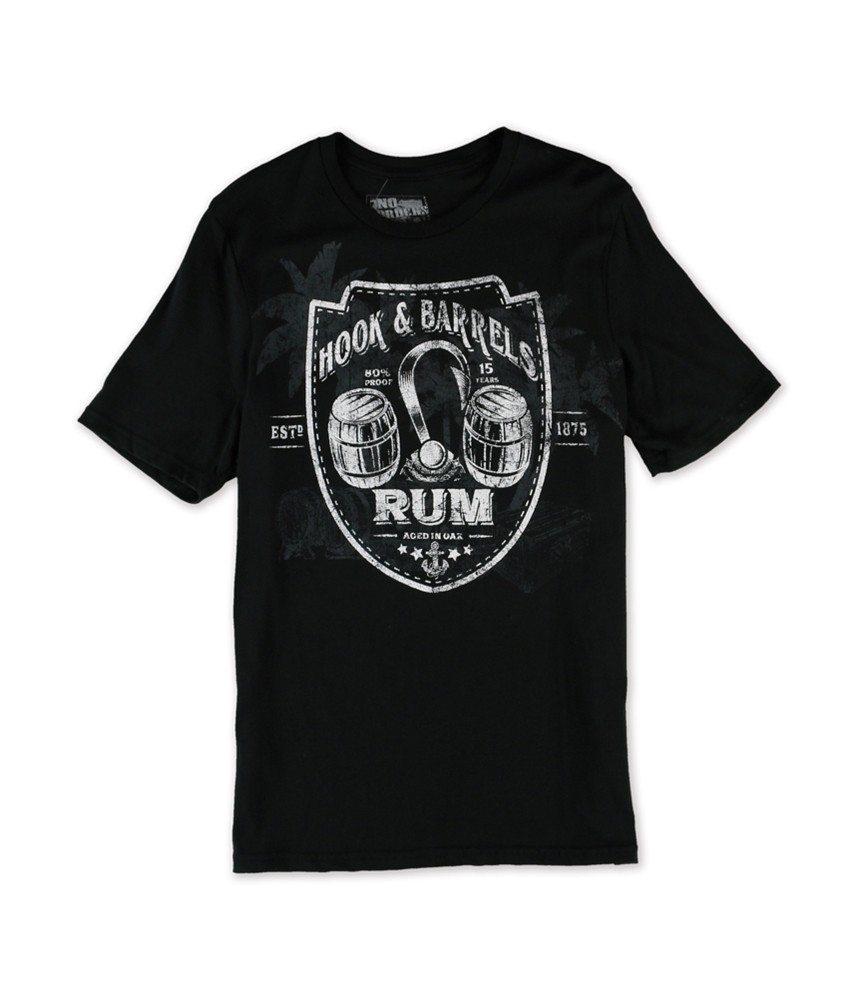 No Borders Mens Hook & Barrels Rum Graphic T-Shirt, Black, Small gallery