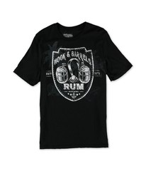 No Borders Mens Hook & Barrels Rum Graphic T-Shirt, Black, Small