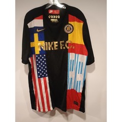 Nike F.C. Soccer Jersey Mens XXL Black Multi Flag Patchwork Gold Foil Excellent