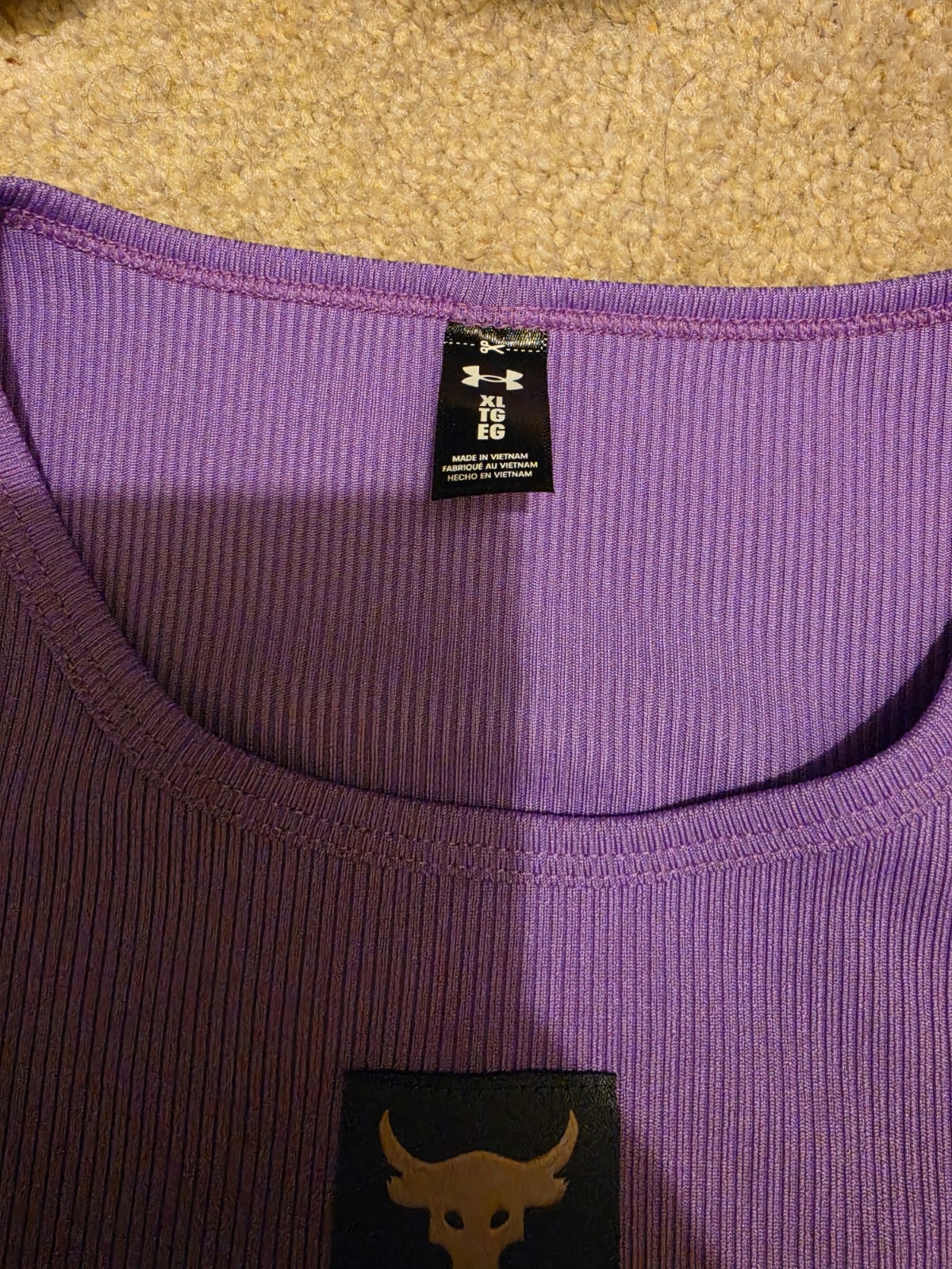 Under Armour Project Rock XL Purple Polyester Ribbed Scoop Neck Tank Logo gallery