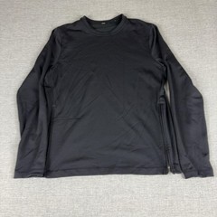 Lululemon Shirt Mens Large Black Long Sleeve Crewneck Side Zip Athletic Tee