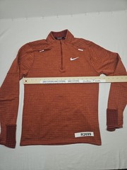 Nike Running Men’s Small 1/4 Zip Pullover Rust Red Lined Long Sleeve Mitten Cuff