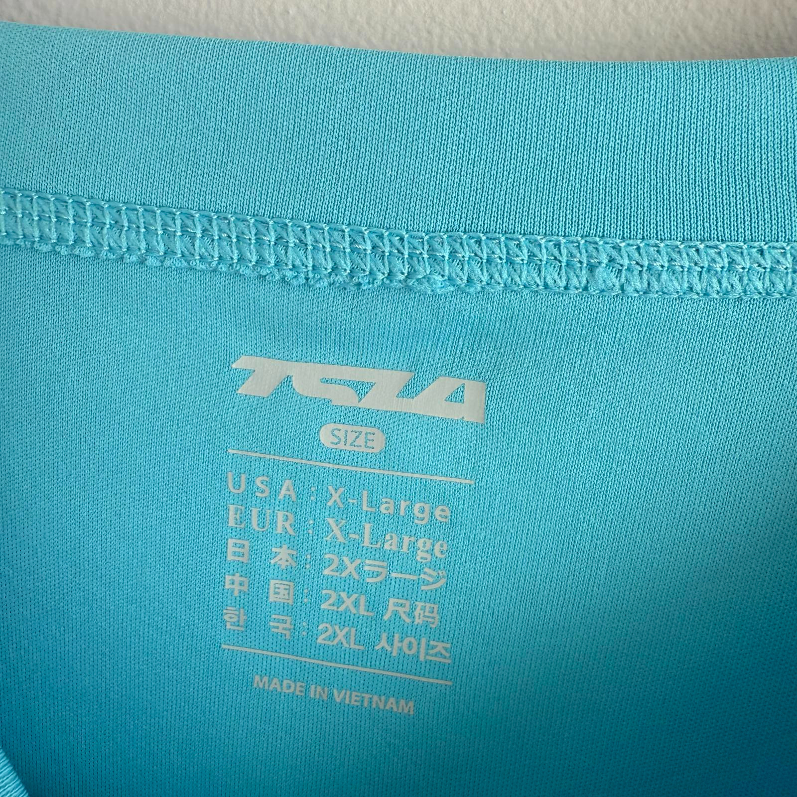 NWT TSLA Protective Aqua Short Sleeve Mens Athletic Top, XL gallery