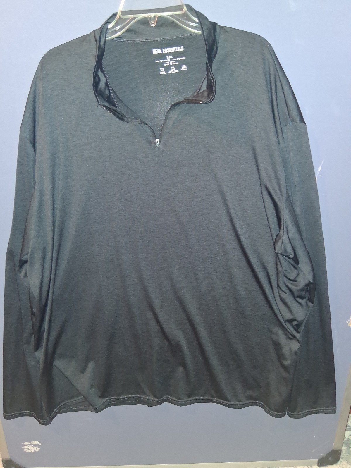 Real Essentials Men's 3XL Quarter Zip Pullover Long Sleeve Performance Top -... gallery