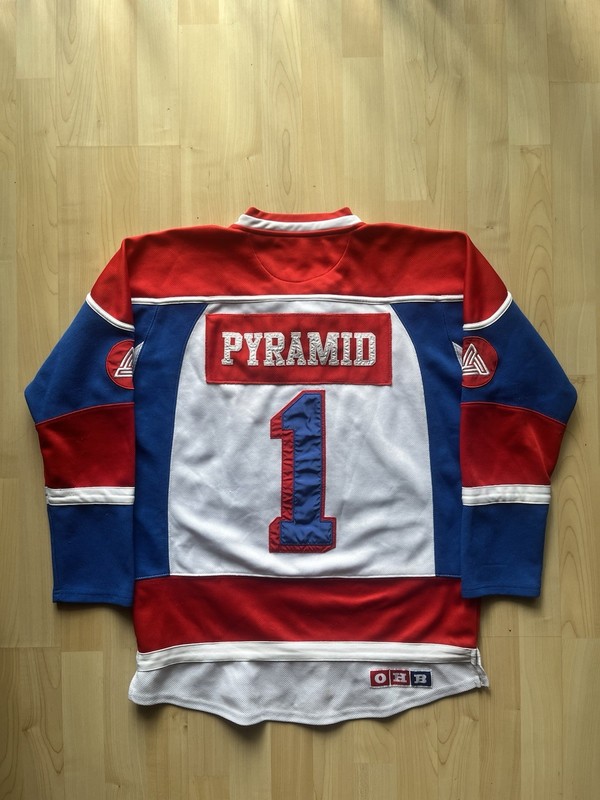 Black Pyramid LA Hockey Jersey Red White & Blue NASA Lace Up Mens Small gallery