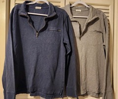 Lot of 2 J Crew Cotton Lightweight 1/4 Zip Pullovers XL Blue Gray Casual