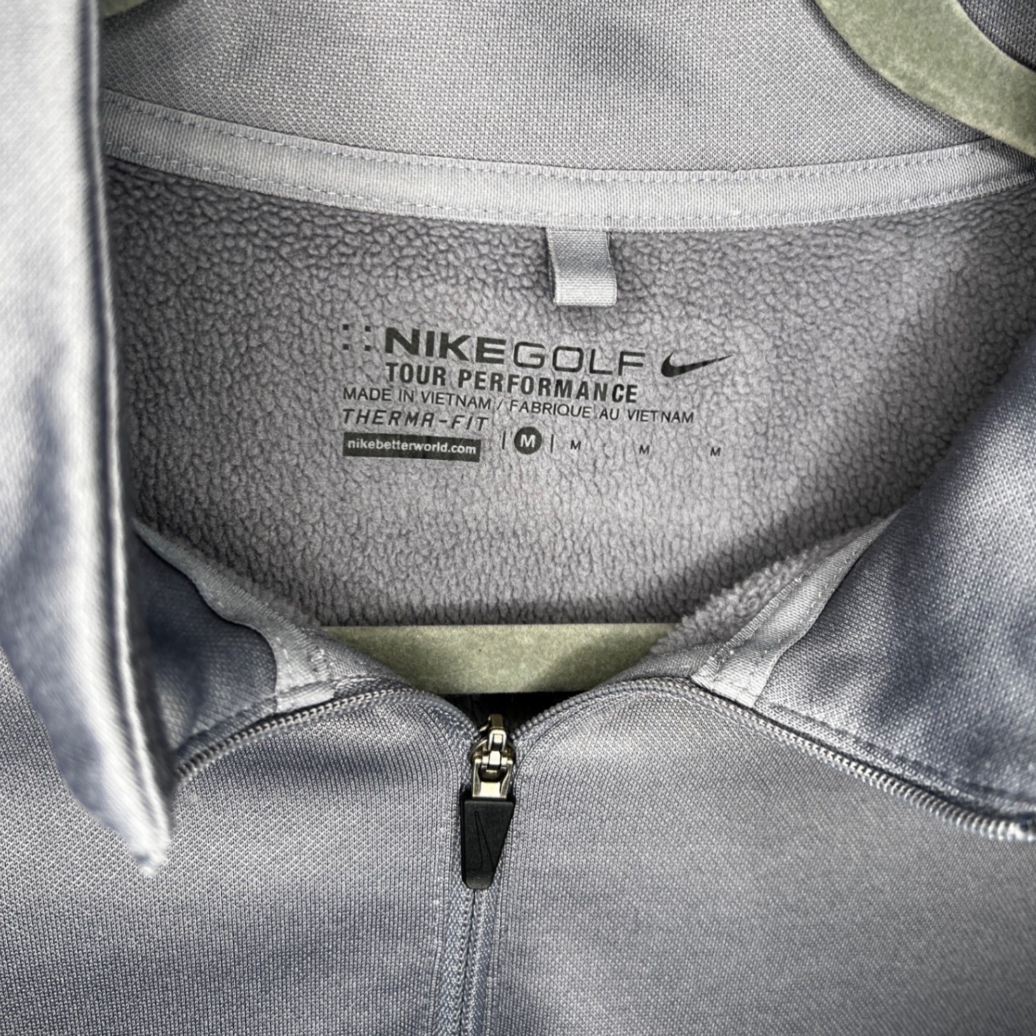 Nike Golf Tour Performance Therma Fit Quarter Zip Pullover Mens Medium Gray Blue gallery