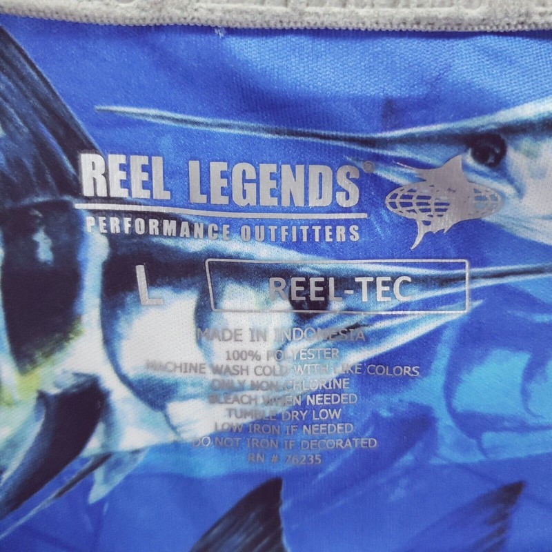 Reel Legends Fishing Shirt Mens Large Blue Reel Tec Marlin Sailfish gallery