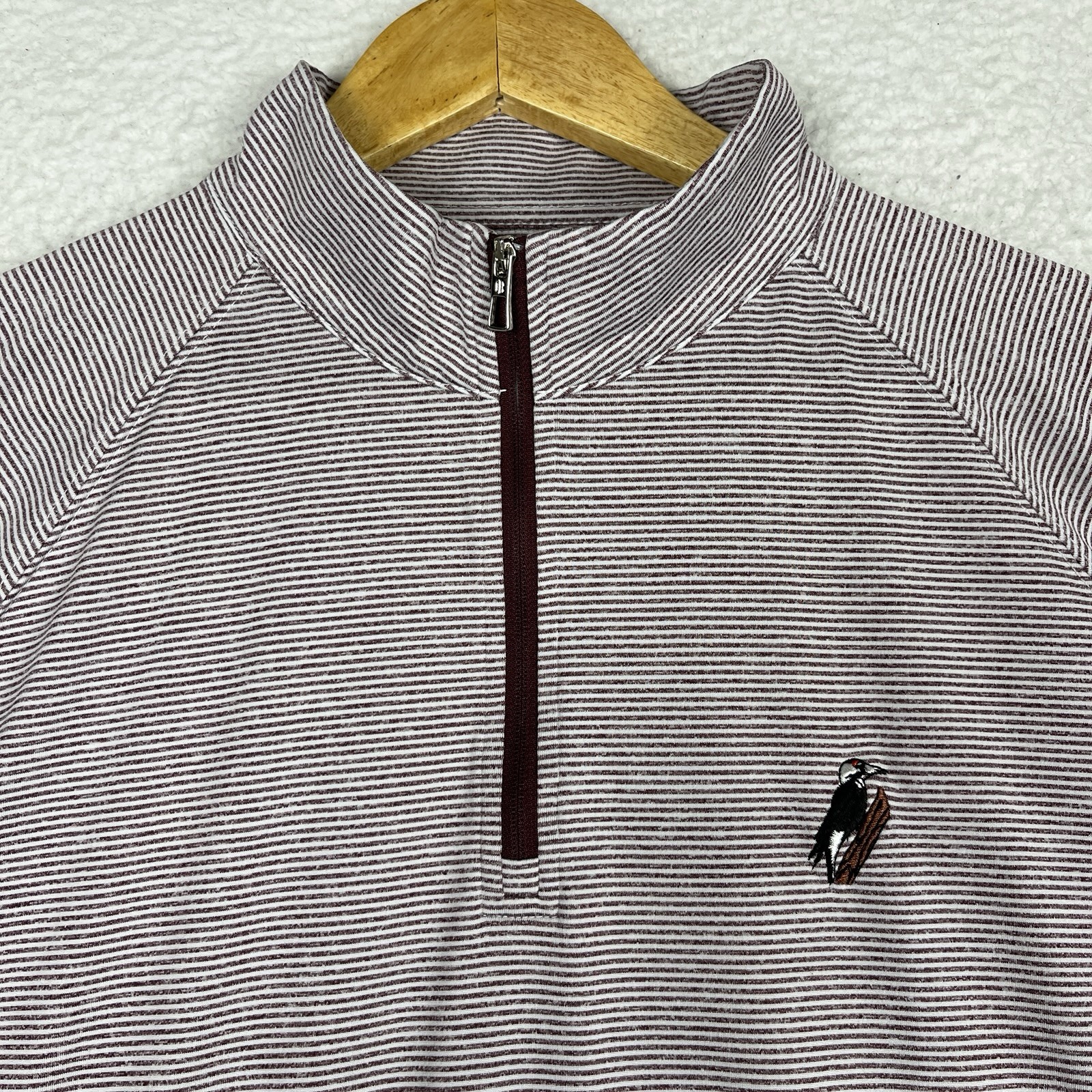 Holderness & Bourne Forest Creek Golf Club Quarter 1/4 Zip Maroon Striped Medium gallery