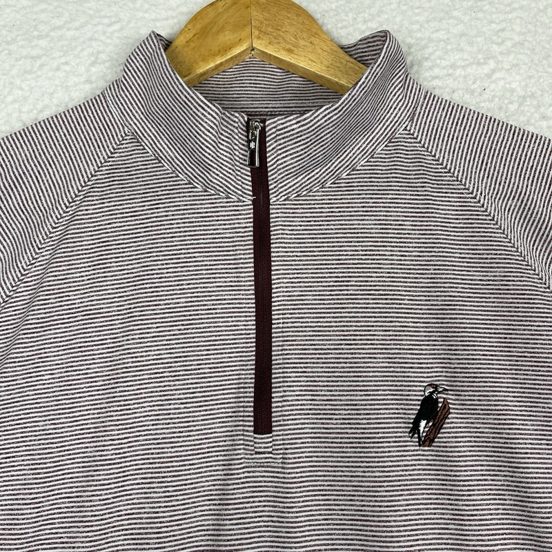 Holderness & Bourne Forest Creek Golf Club Quarter 1/4 Zip Maroon Striped Medium gallery