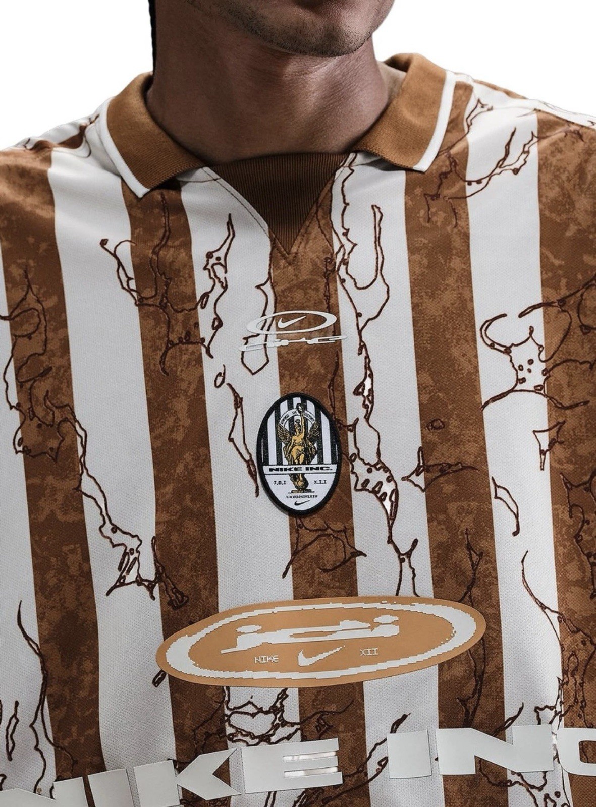 Nike Men’s Sz XL INC Air LS Victory Soccer Jersey Light Brown Striped IB9007-281 gallery