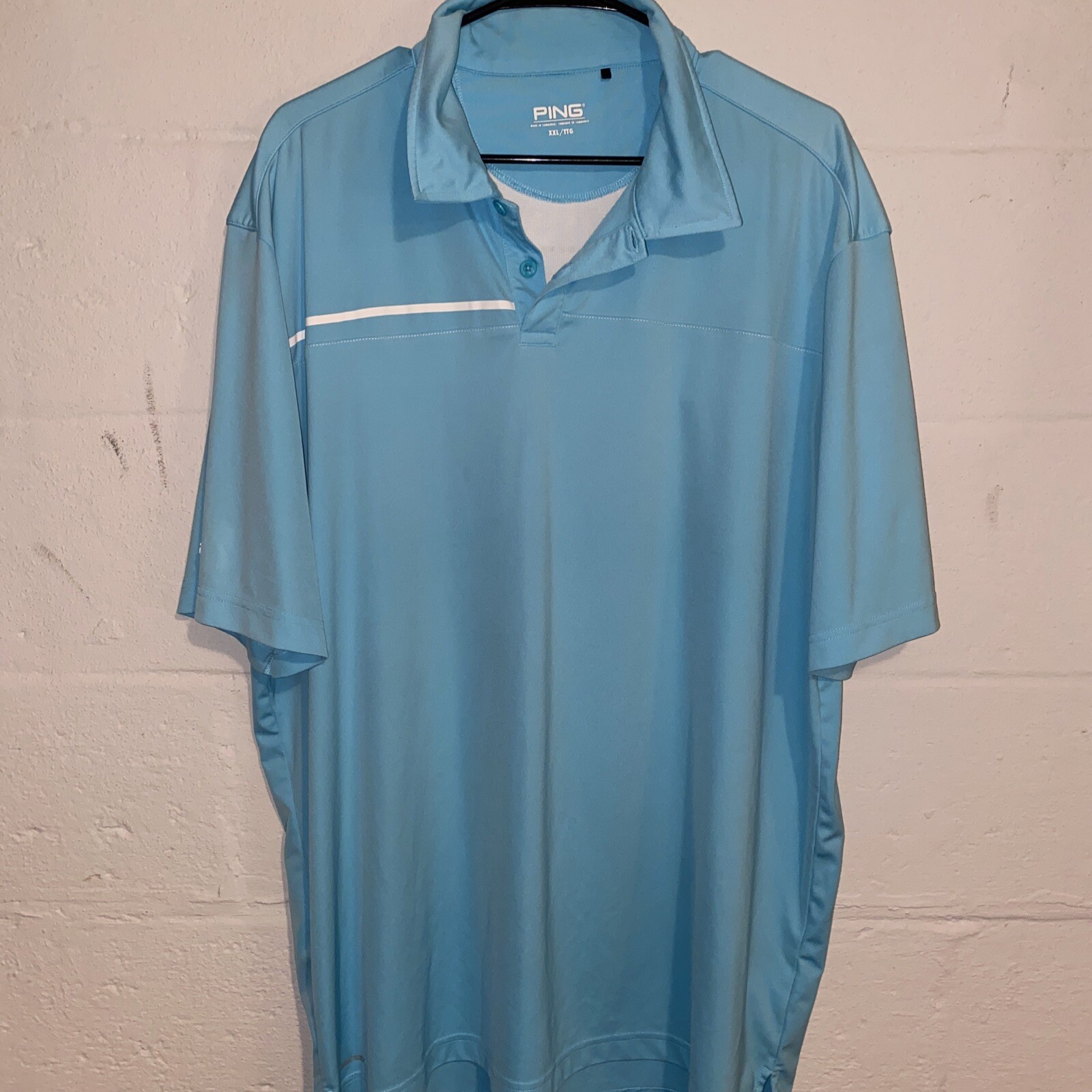 PING Mens Golf Polo Shirt XXL Light Blue Button Up Atheleisure Active Pullover gallery