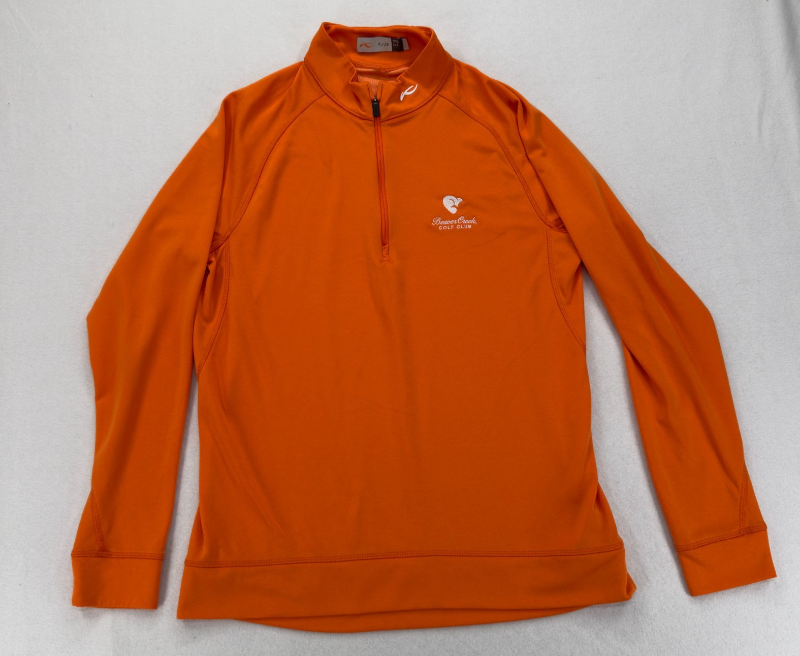 KJUS Shirt Mens Large Orange Keano Half Zip Golf Pullover Beaver Creek UPF50 gallery