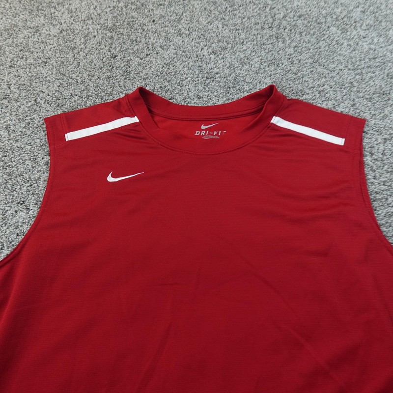 Nike Tank Top Mens 2XL Red Dri FIT Sleeveless Jersey Shirt Basketball Gym Swoosh gallery