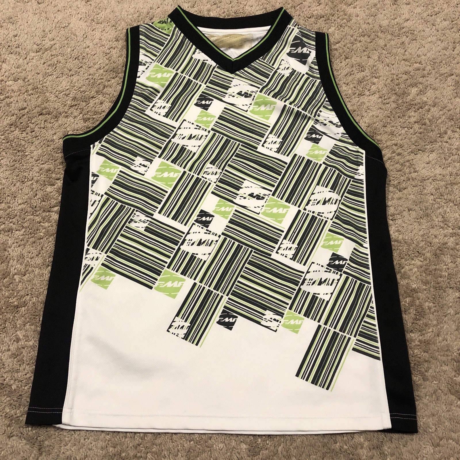 FMF Tank Top Mens Medium White Green Black Gray Logo Mesh Motocross Jersey gallery