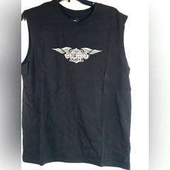 Harley-Davidson Silver Wing Boxy Muscle Tank Top, Men’s Size S – Black/White