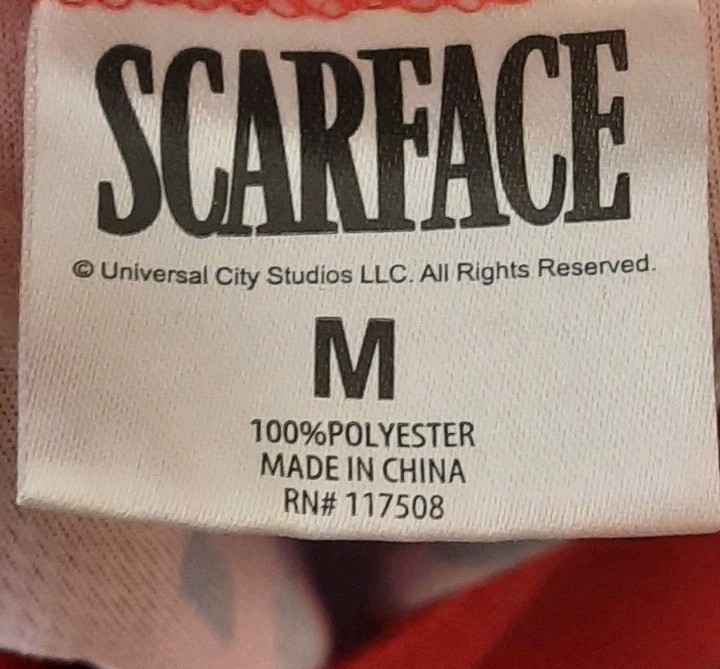 Scarface Mens Red And Black Tony Montana Baseball Jersey Size M gallery