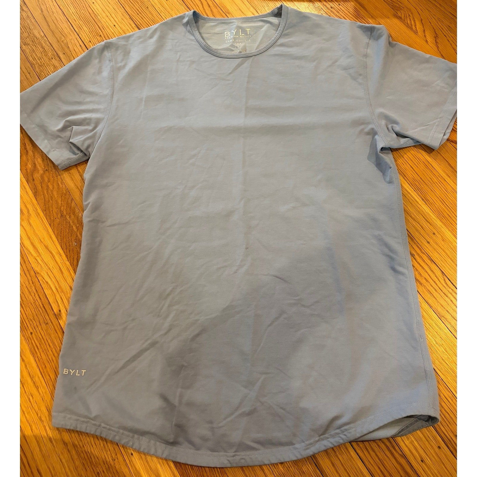 BYLT Basics Drop Cut T Shirt Mens Large lavender Athletic Stretch Crew Neck gallery