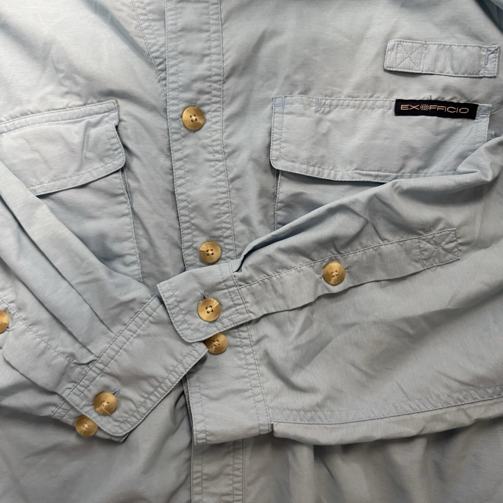 Exofficio Vented Fishing Shirt XL Blue Long Sleeve Button Down Vintage Outdooe gallery