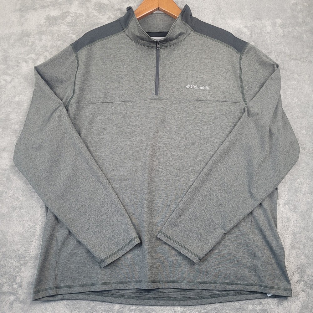Columbia Omni-Wick Gray 1/4 Zip Pullover Men's XL Stretch Performance