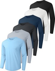 6 Pack Men Quick Dry Long Sleeve Shirts UPF 50+ UV Sun Protection SPF Shir
