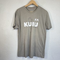 KUIU T Shirt Crewneck Gray Stretch Back Logo Alaska Hunting Outdoor Men L *Flaws