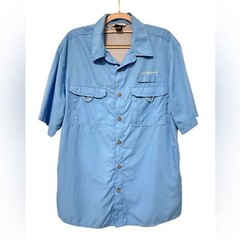 Field & Steam Outdoor Sport Fishing Shirt Rod Keeper Short Sleeve Blue Medium
