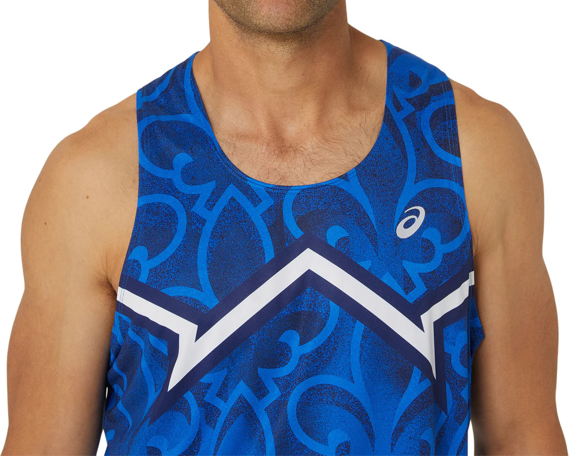 Asics Nations Mens Running Vest Blue Run Lightweight Breathable Jogging Tank Top gallery