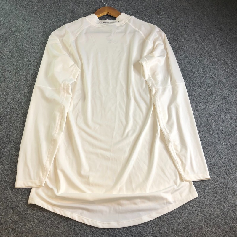 Nike Pro Shirt Mens XL White Fitted Compression Long Sleeve Gym Mock Neck Tight gallery