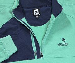 FootJoy Pullover Mens M Green Blue Pique Sport Midlayer 1/4 Zip Salem Glen CC