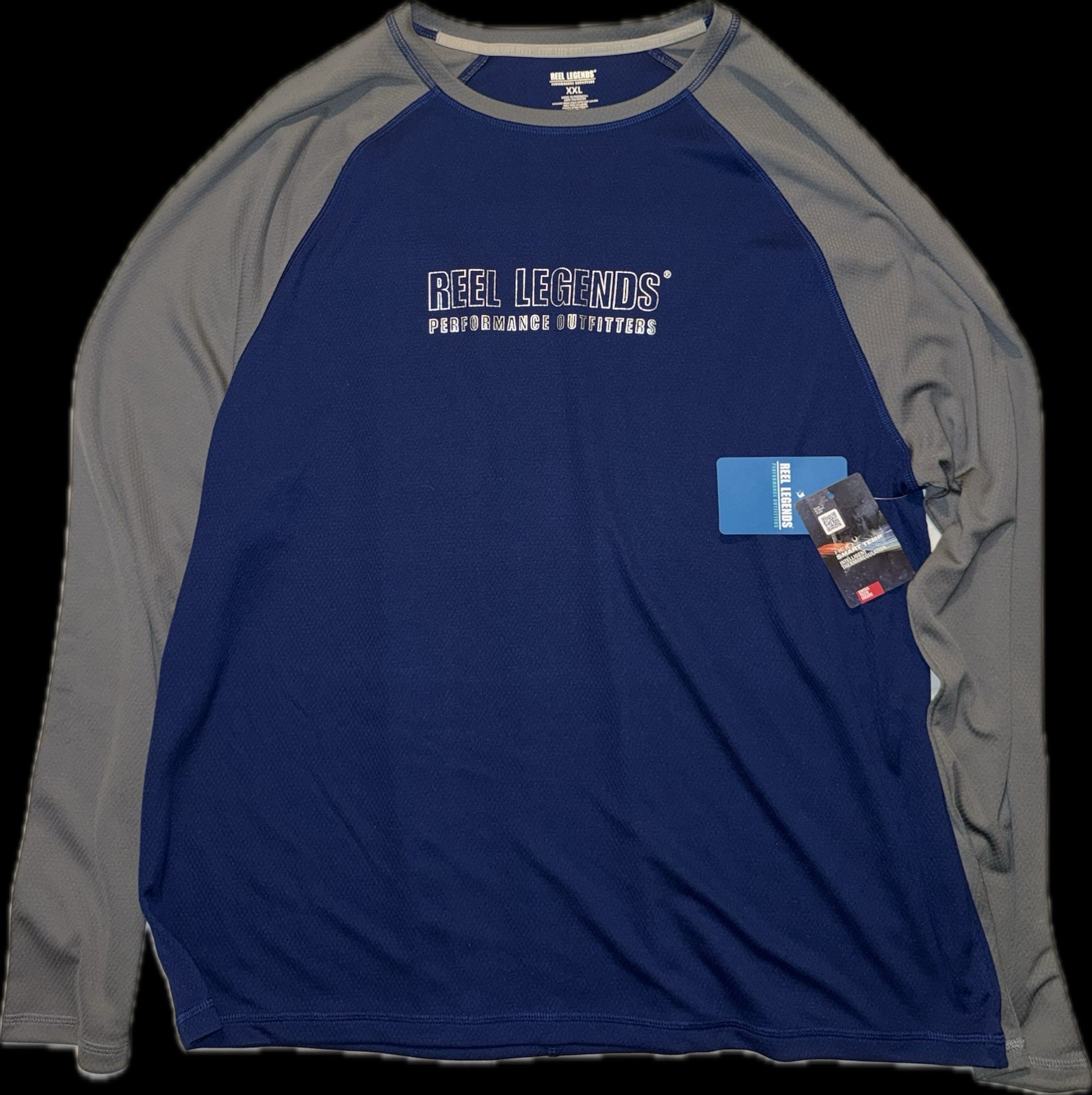 Reel Legends Mens High Performance Heiq Smart Temp Blue/Gray LS Sz XXL Shirt NWT gallery