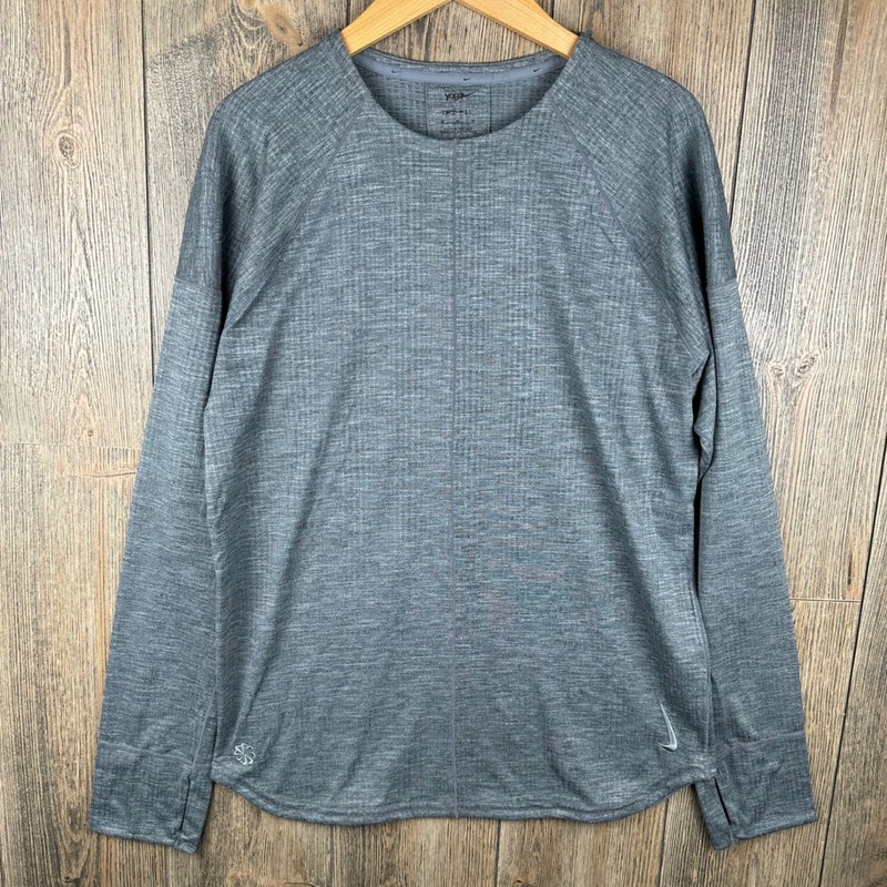 Nike Yoga Dri-FIT Mens Gray Long Sleeve Training Top FB7775-065 Size M gallery