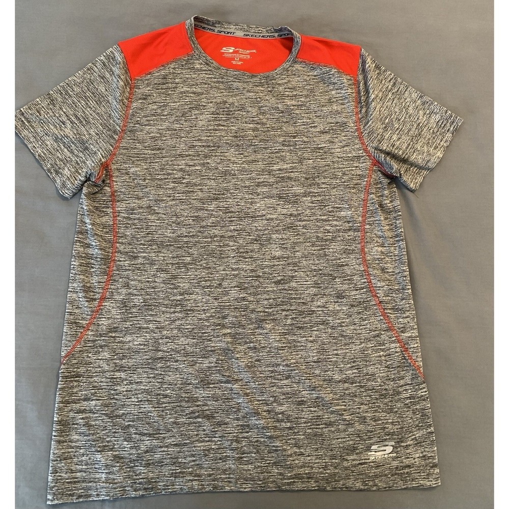 Skechers Sport Activewear Short Sleeve Shirt Gray/Red Men's Medium