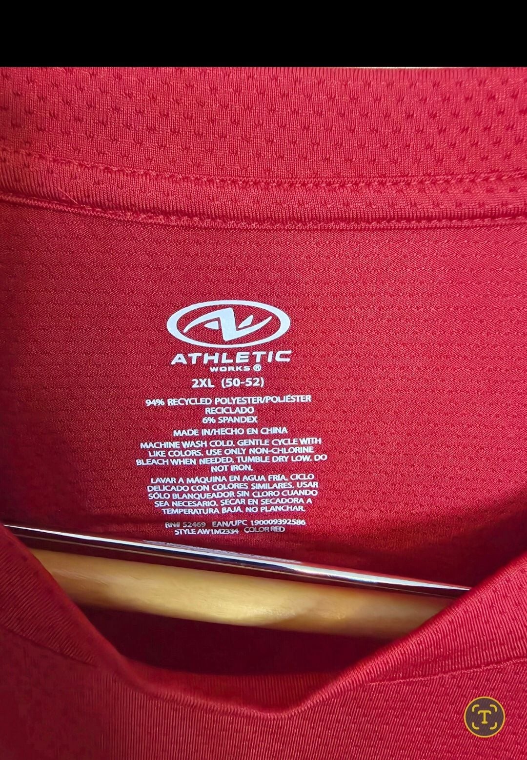 Athletic Works Men's Short Sleeve Moisture Wicking Performance T-Shirt Red gallery
