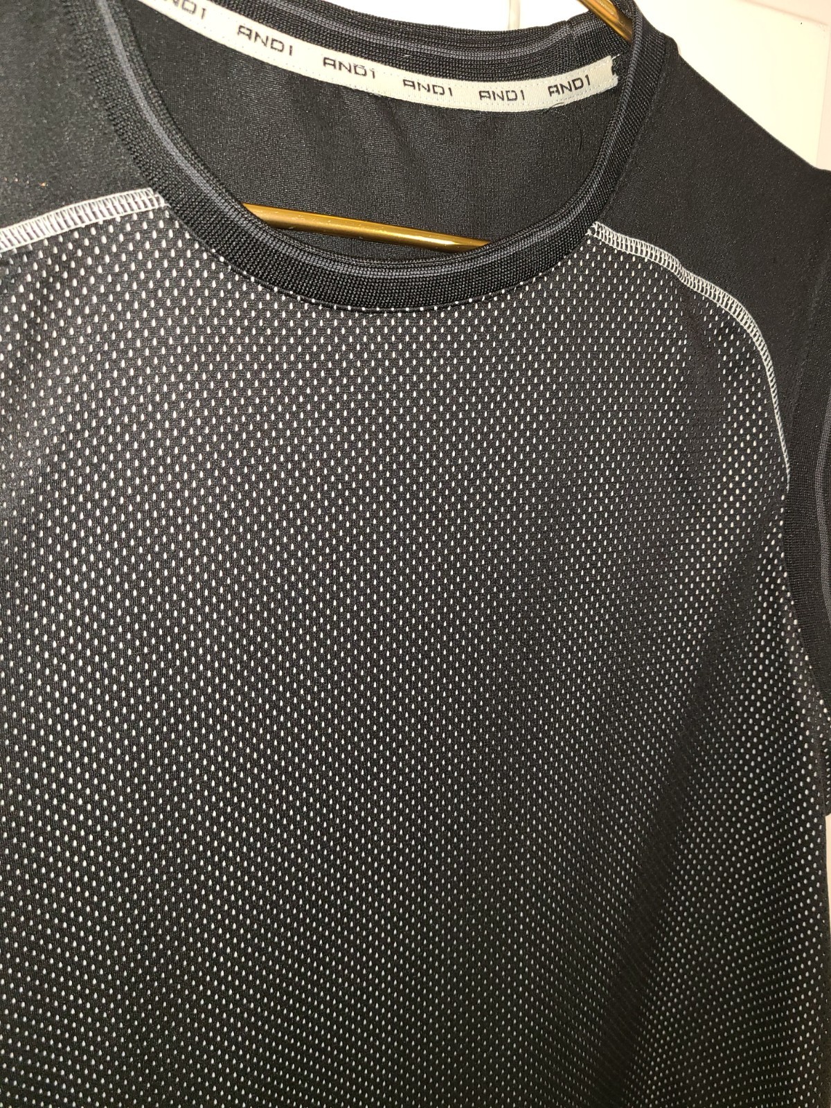 VTG AND1 Basketball Jersey Men's Lg Mesh Embroidered Tank Top Y2K Black Grey gallery