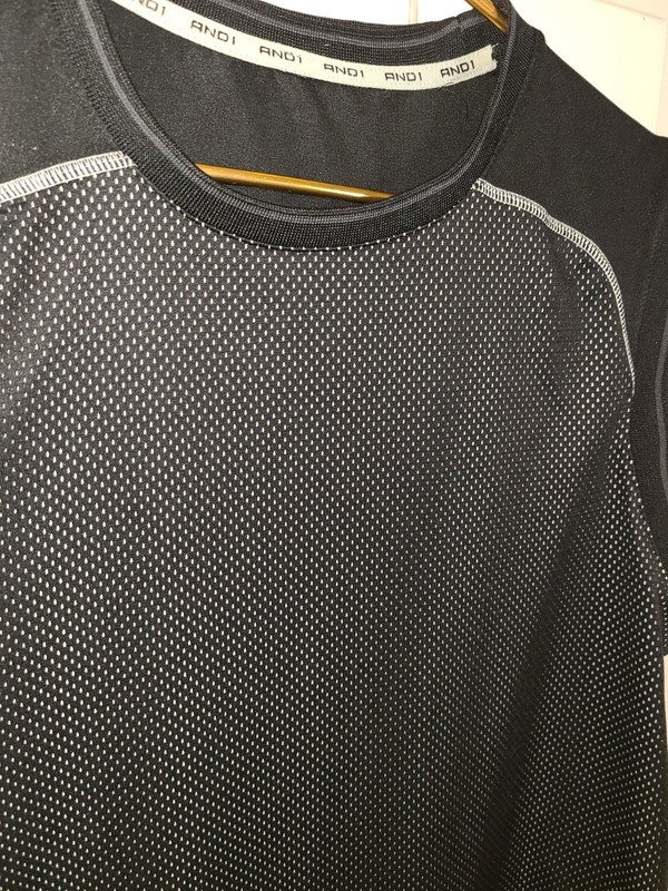 VTG AND1 Basketball Jersey Men's Lg Mesh Embroidered Tank Top Y2K Black Grey gallery