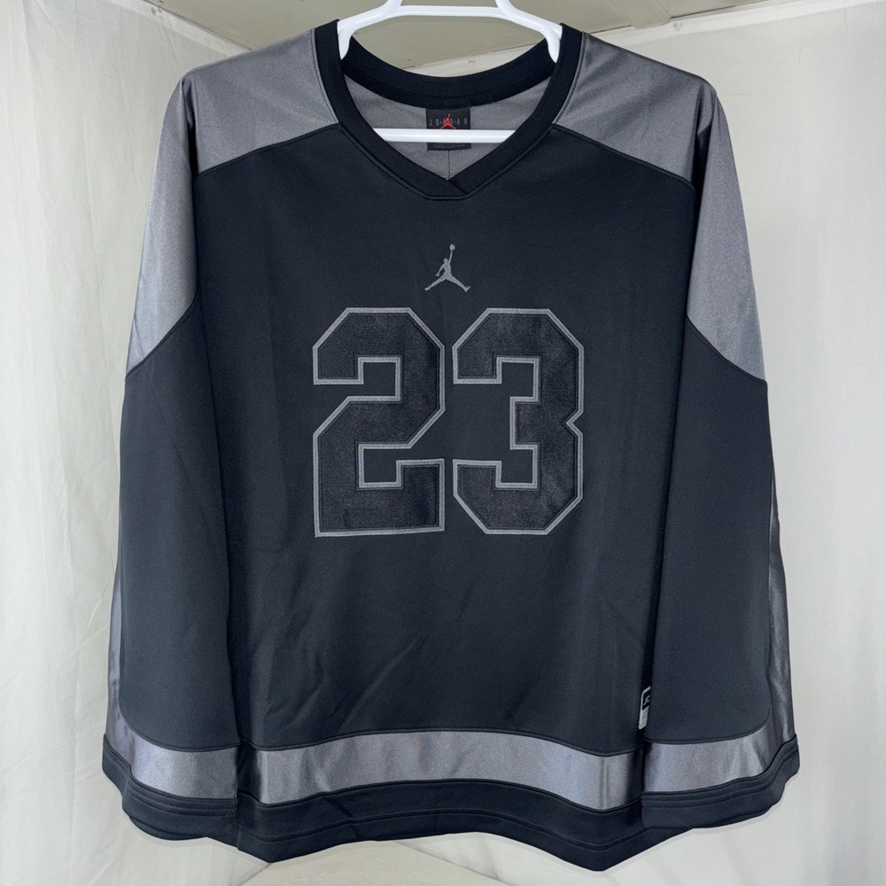 Size L - Jordan Brooklyn Hockey Collegiate Jersey Black HV0109-010 Ships Fast