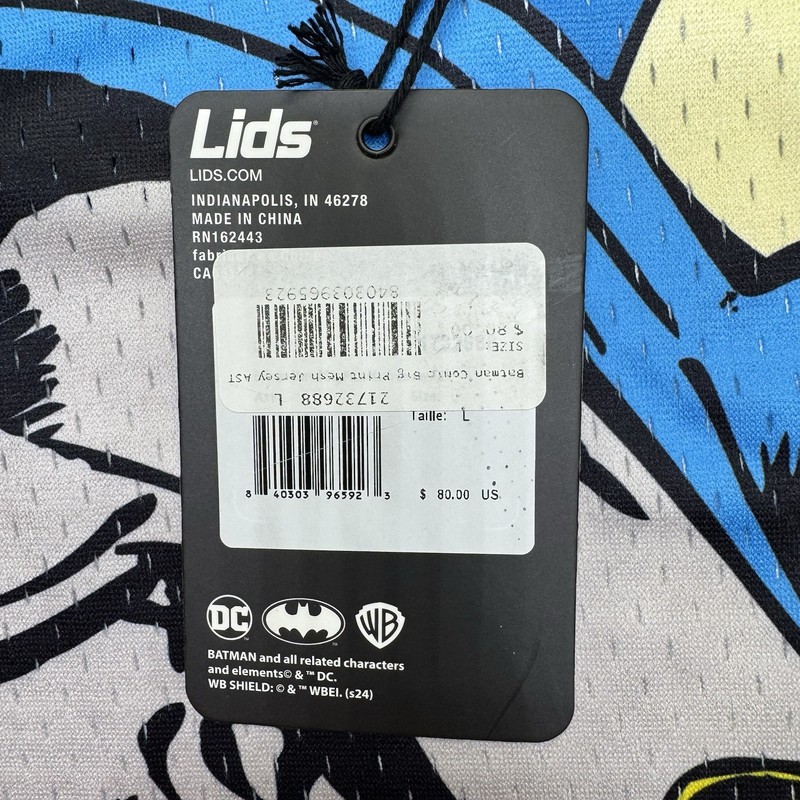 NEW LG Lids DC Batman Comic Big Print Mesh Basketball Jersey gallery
