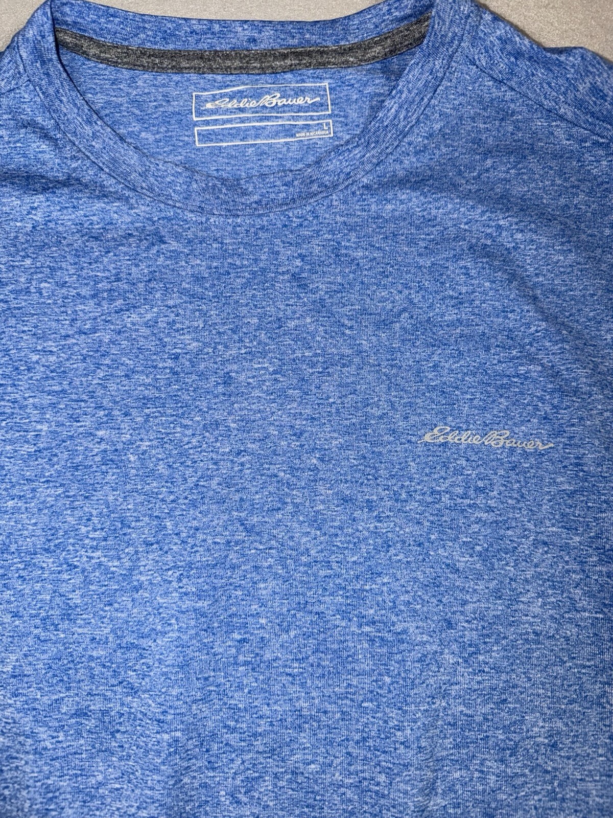 Eddie Bauer Men's L Resolution Long Sleeve Shirt Blue Heather FreeDry Athletic gallery