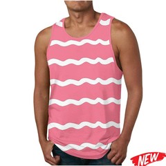 New Design Stripes Graphic Tank Top For Men Tops Streetwear Casual Short Sleeve