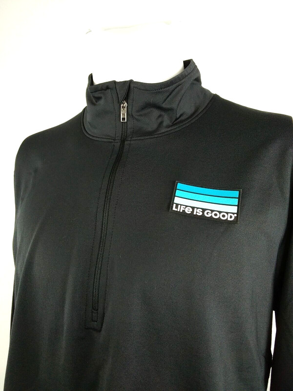 Life is Good Men Active Quarter Zip Pullover LIG Stripes Black Medium 71811 gallery