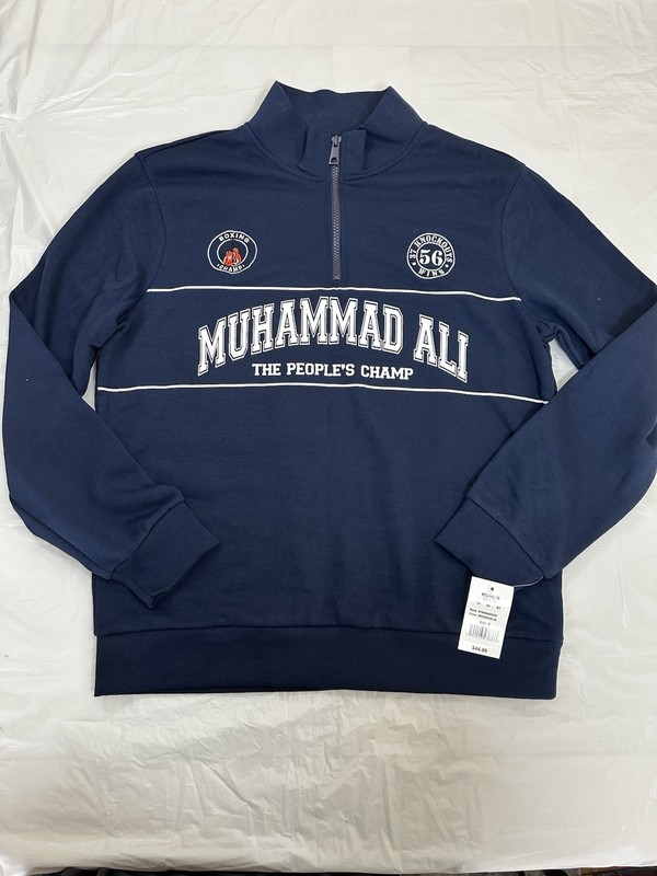 Muhammad Ali Boxing Quarter Zip Pullover Men’s S Navy Lightweight Graphic NWT gallery