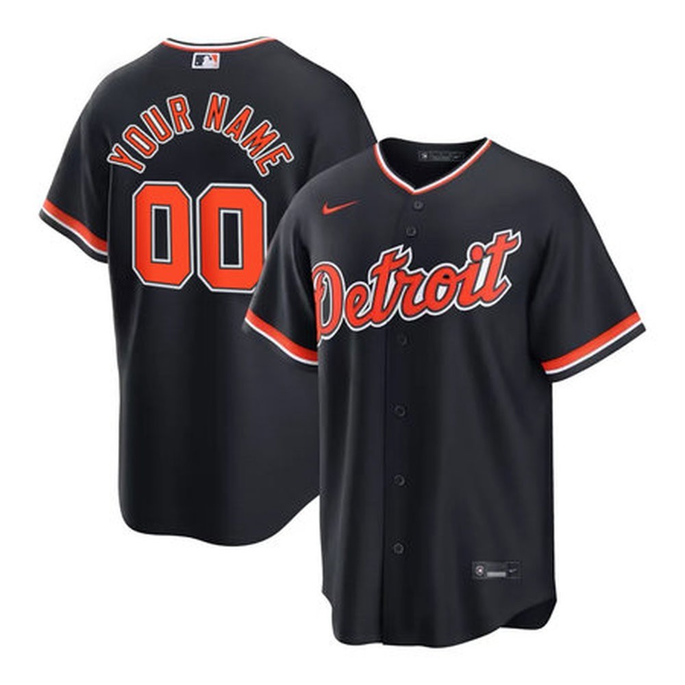 Custom Nike MLB Detroit Tigers Alternate Edition A.C. Full Stitched Black Jersey gallery