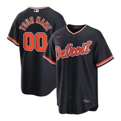 Custom Nike MLB Detroit Tigers Alternate Edition A.C. Full Stitched Black Jersey