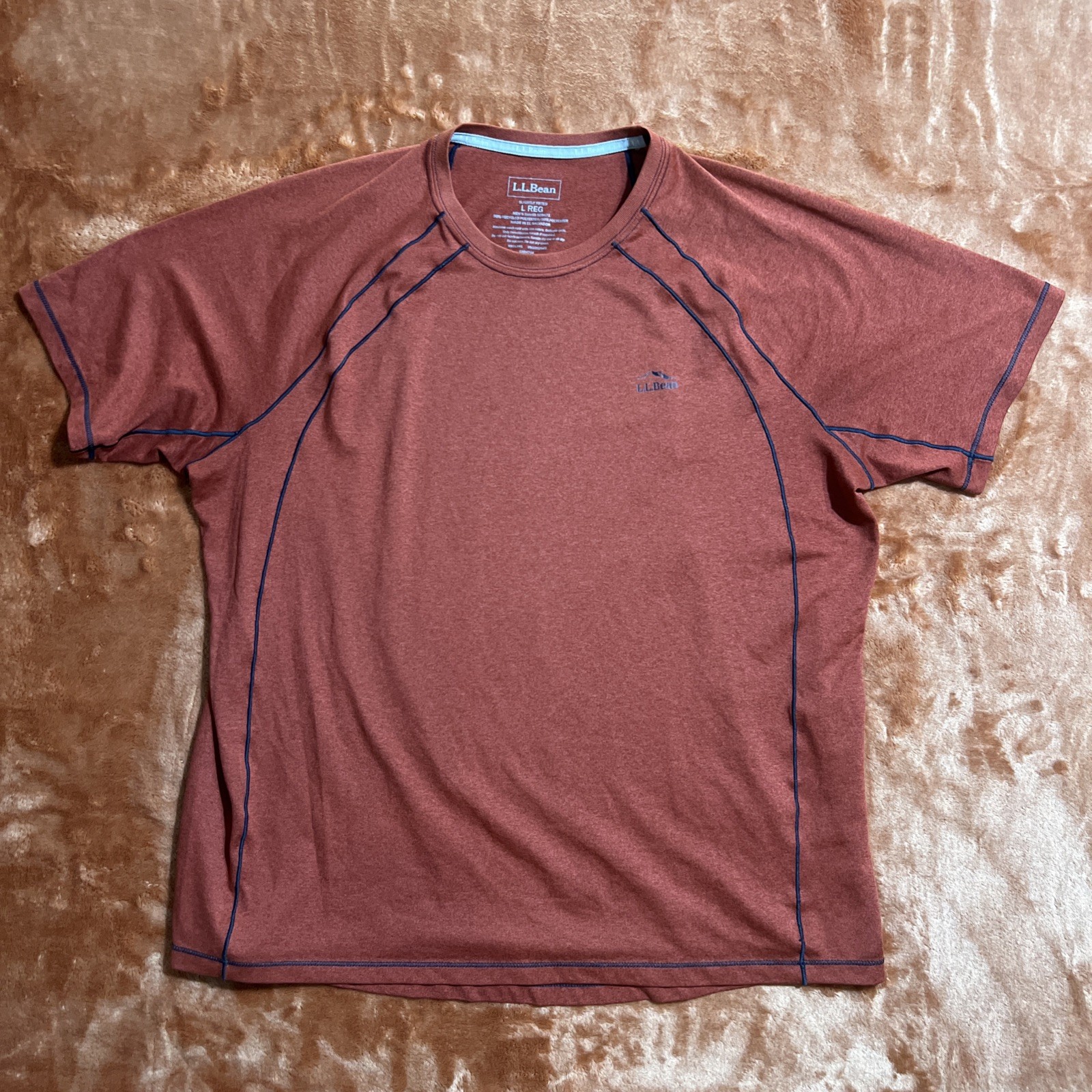 LL Bean Shirt Mens Large Hiking Quick Dry Trail Tee Performance Running Orange gallery