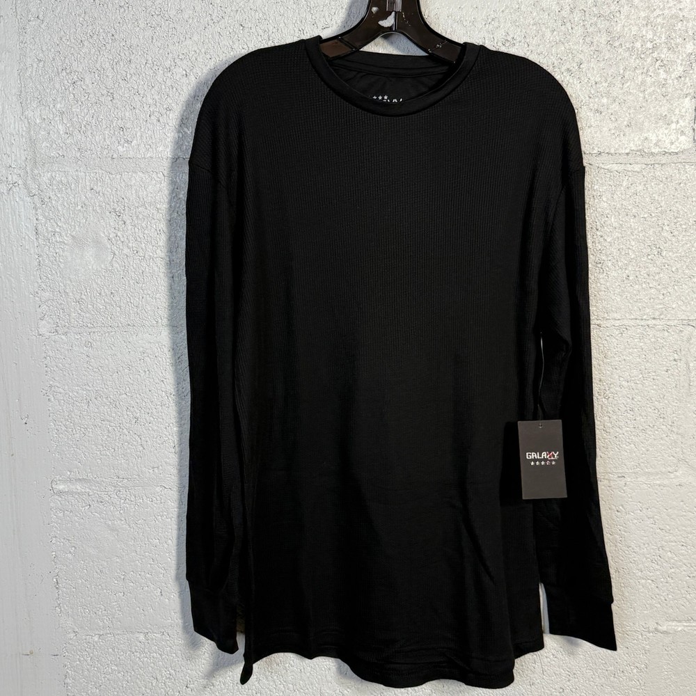 Galaxy by Harvic Men's slim fit Thermal Crew Neck Shirt, Black Large