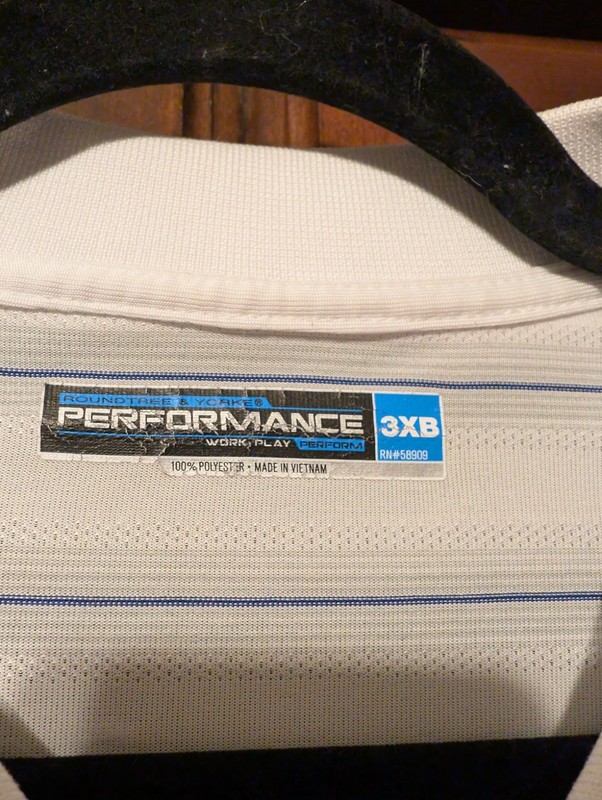 Roundtree & Yorke Performance Men's Sz 3XB Polo Style Shirt White Striped gallery