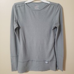 Under Armour Size Small All Season Gear Fitted Long Sleeve Top Gray Thumbholes
