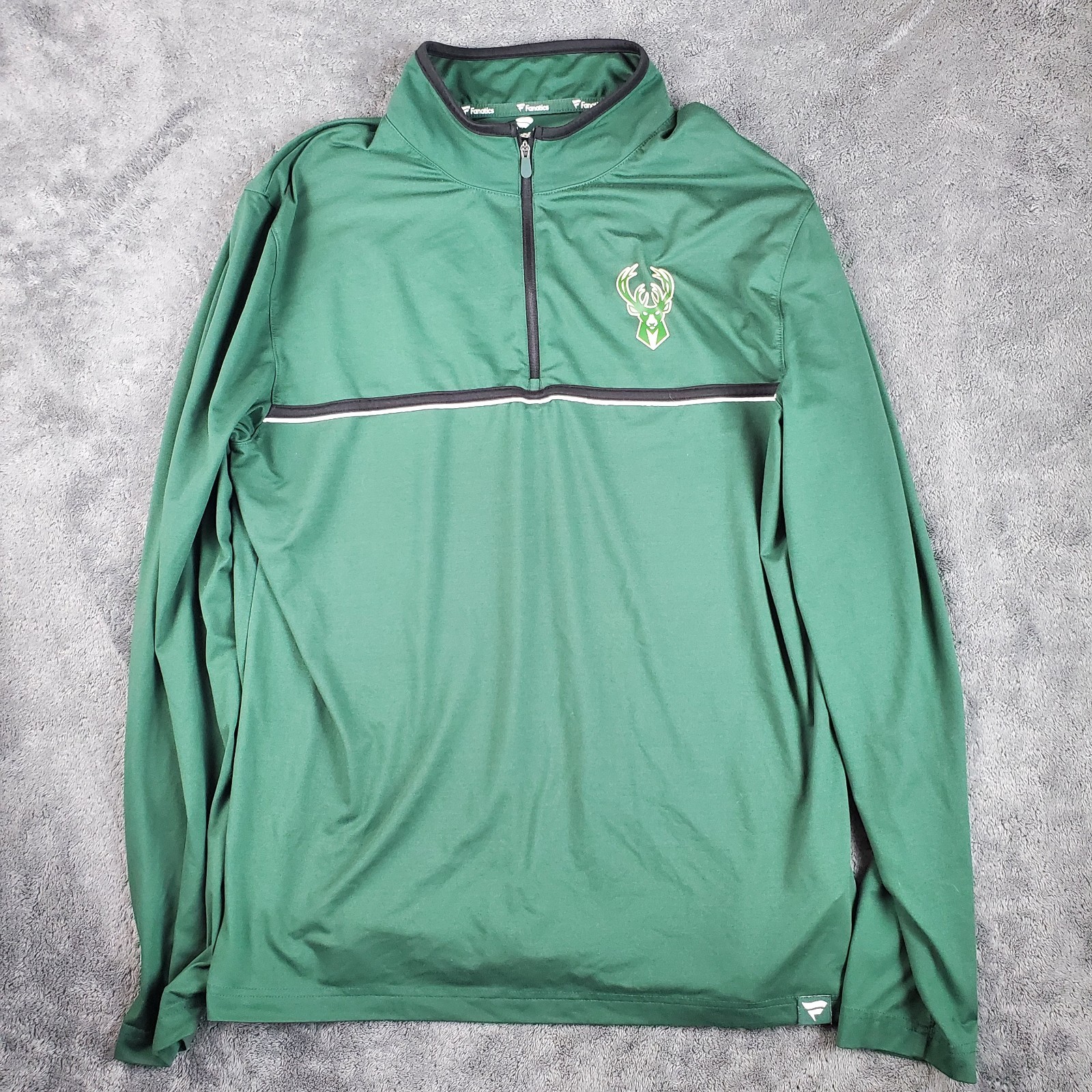 Fanatics Pullover Men's L Green 1/4 Zip NBA Shirt Milwaukee Bucks Basketball gallery